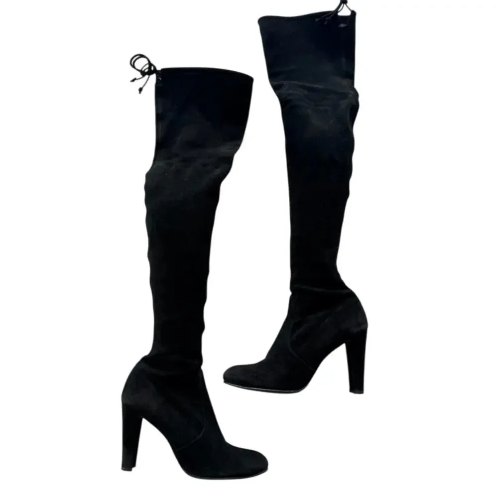 Stuart Weitzman Black Over the Knee Stretch Suede Heel Boot Sz 7.5 4